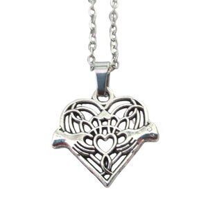 New Claddagh Heart Pendant Necklace on 18"Stainless Chain Celtic Jewelry Gift